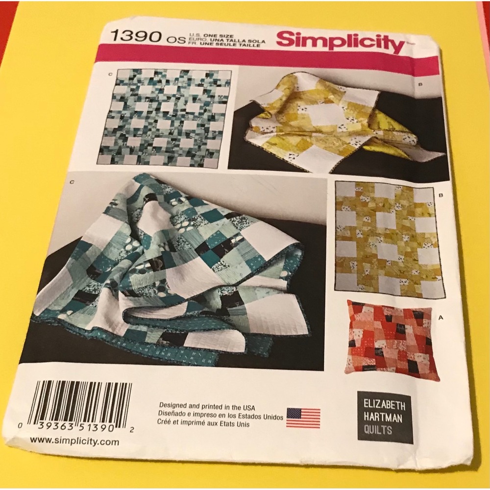 Simplicity 1390 Elizabeth Hartman Quilts Sewing Pattern Pillow Baby Throw Quilt